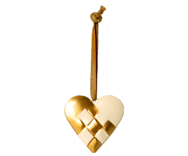 Metal ophæng flettet hjerte guld MAILEG