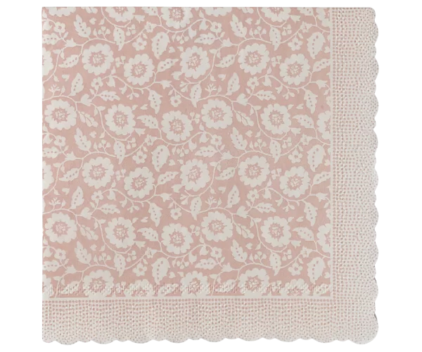 Serviet rosa m/blomster MAILEG