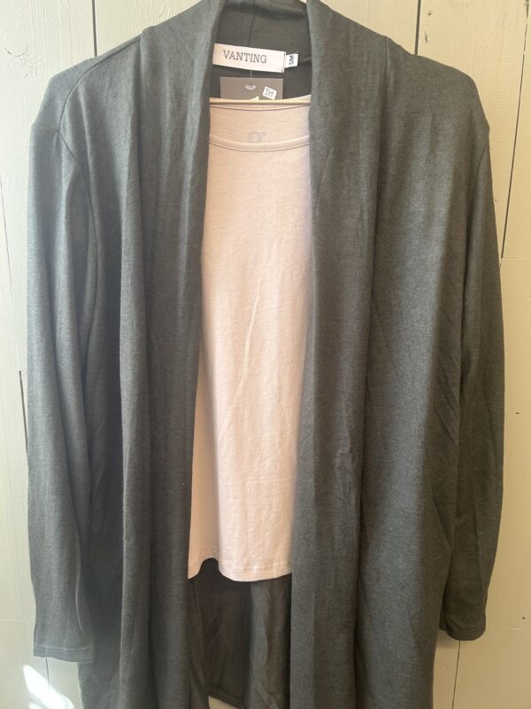 Cardigan åben m/krave - Grøn