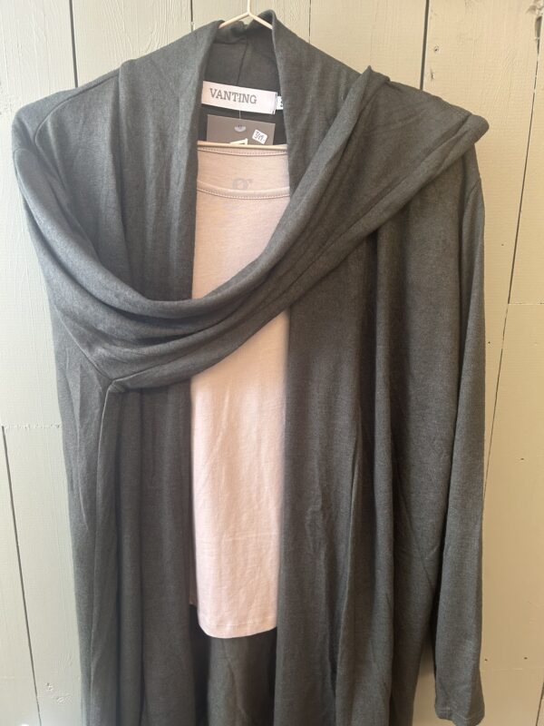 Cardigan åben m/krave - Grøn - Billede 4