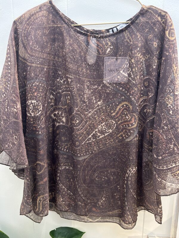 Bluse Rita - Brun paisley mønster - Billede 2