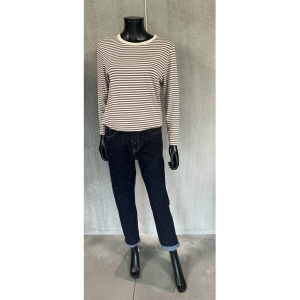 T-shirt m/striber - kakao/creme - Billede 4