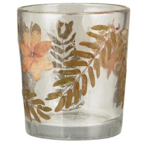 Stage t/fyrfadslys - Glas m/blomster-blade