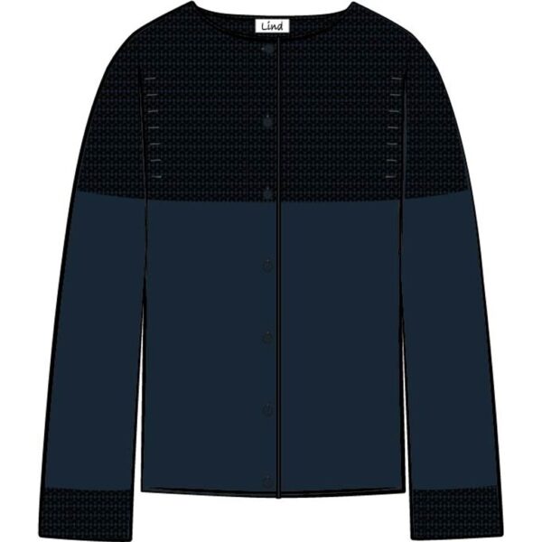 Cardigan m/rillet mønster - Marine blå - Billede 2
