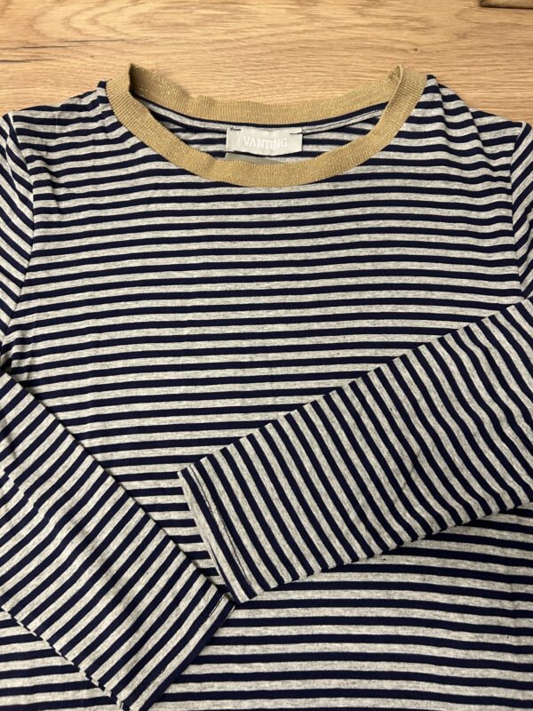 T-shirt m/striber - Marine blå / grå - Billede 2