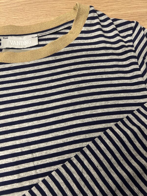 T-shirt m/striber - Marine blå / grå