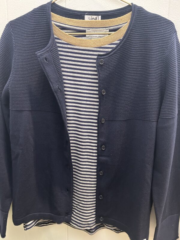 Cardigan m/rillet mønster - Marine blå - Billede 3