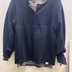 Cardigan m/rillet mønster - Marine blå