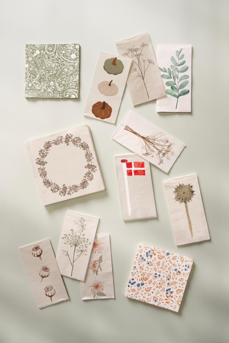 Serviet hvid m/tørret efterårsbuket - Billede 2