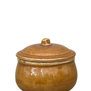 Skål m/låg - Ler glaseret- Curry