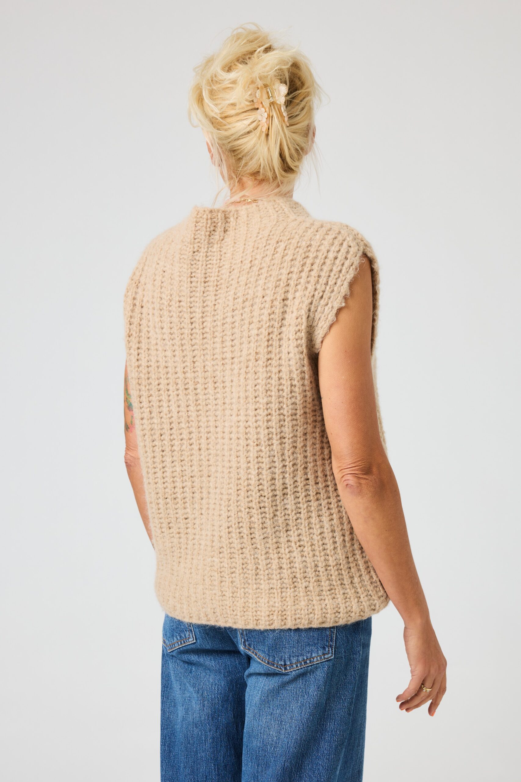 Strik vest - Kaffepause - Sand - Billede 2