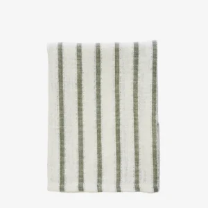 Viskestykke stribet - off white , grøn, sølv