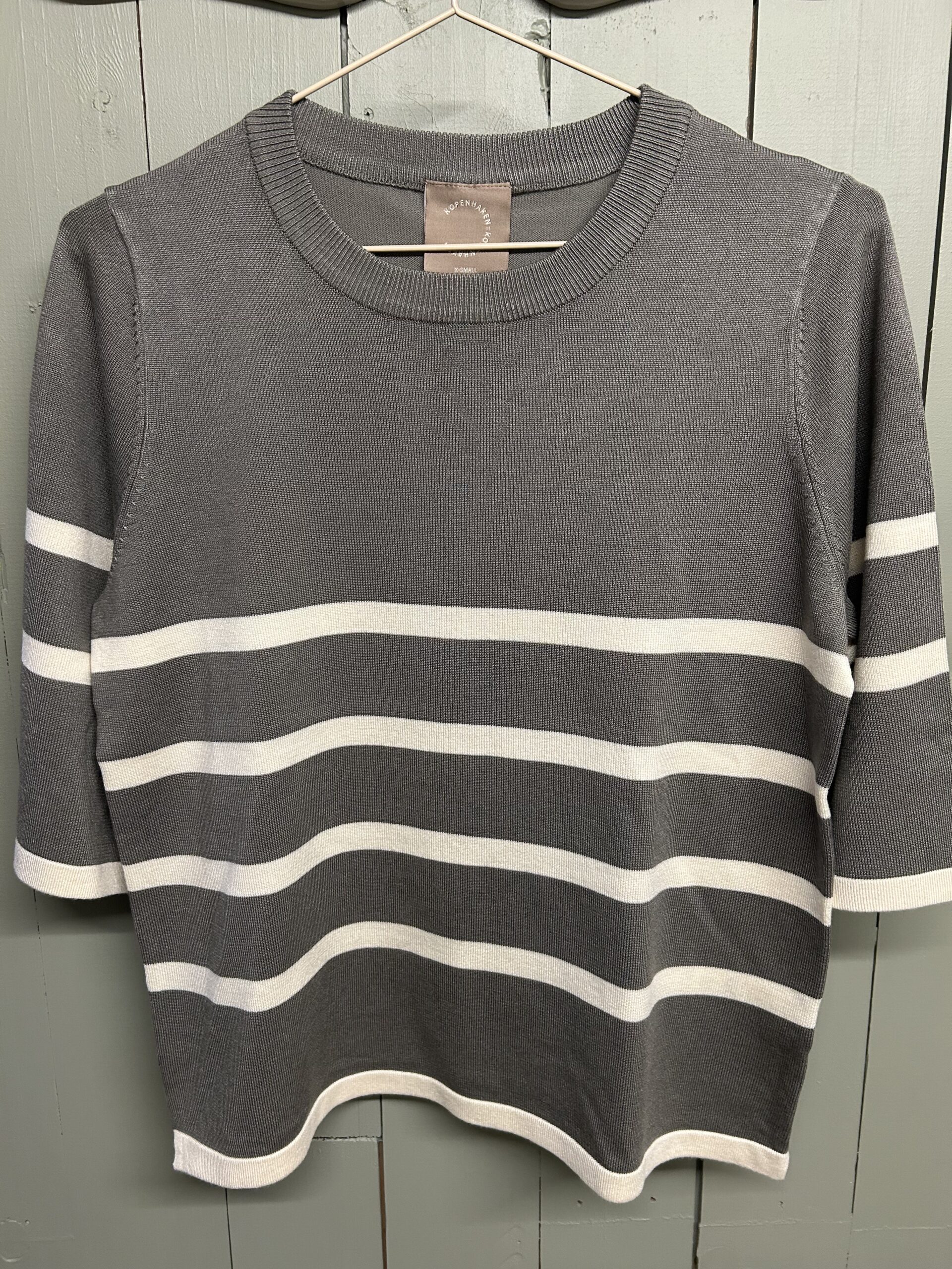 Wanda bluse 3/4 ærme m/strib - Army grøn