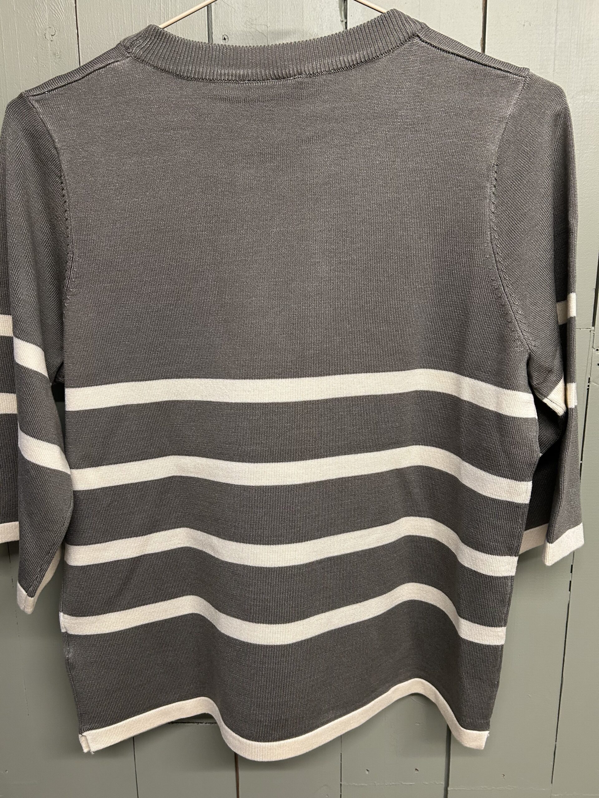 Wanda bluse 3/4 ærme m/strib - Army grøn - Billede 2