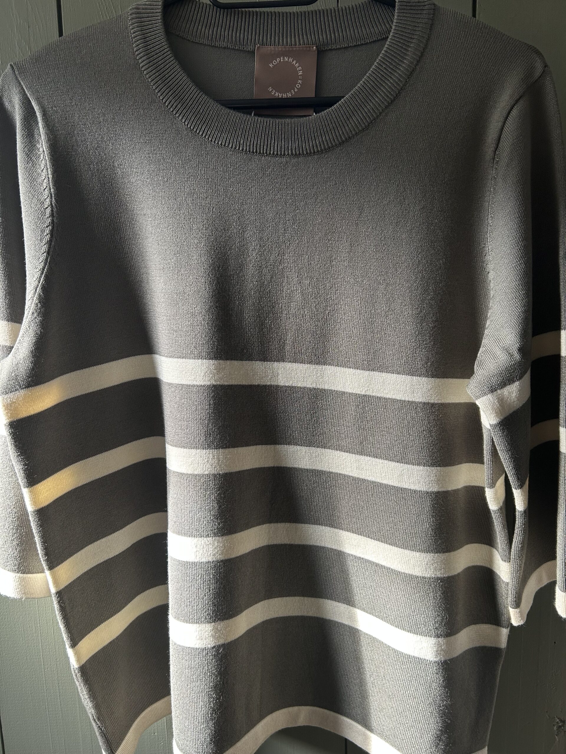 Wanda bluse 3/4 ærme m/strib - Army grøn - Billede 6