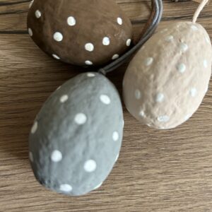 Påskeæg m/prikker - Grå, brun, beige