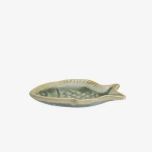 Alternative view of Stoneware fish tray - Green11x7cm